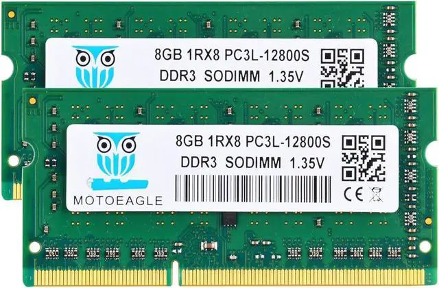 Main image of 16GB 1RX8 PC3L-12800S RAM, 16GB Kit (2x8GB) DDR3L-1600 SODIMM PC3L-12800 DDR3 1600Mhz 1Rx8 1.35V Dual Rank RAM for Laptop 204 PIN CL11