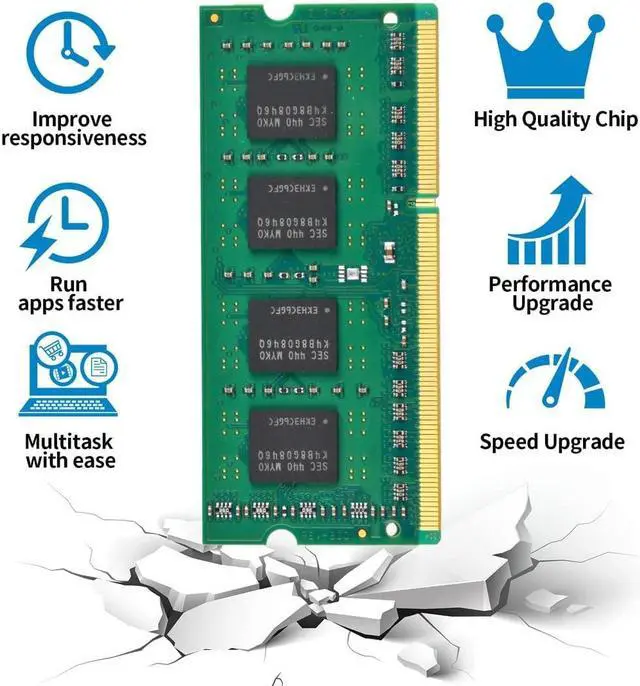 Alt view image 3 of 5 - 16GB 1RX8 PC3L-12800S RAM, 16GB Kit (2x8GB) DDR3L-1600 SODIMM PC3L-12800 DDR3 1600Mhz 1Rx8 1.35V Dual Rank RAM for Laptop 204 PIN CL11