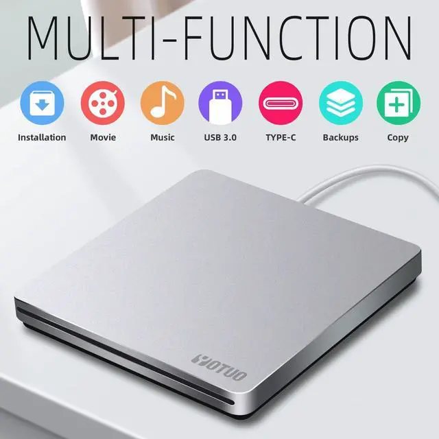 Alt view image 3 of 5 - YOTUO External DVD Drive for USB 3.0 Type C, Portable DVD Write CD Burner RW ROM Optical Drive Player Reader Disk Disc with Laptop Desktop PC Windows 11/10/8/7, Mac Pro/Air MacBook, Linux (SY-IDD031)