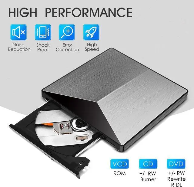 Alt view image 4 of 5 - YOTUO External CD DVD Drive, Portable USB 3.0 and Type-C Ultra-Slim DVD Player, DVD Burner CD ROM RW External Optical Drive Compatible with Laptop Desktop PC for Windows 7/8/10/11 Mac MacBook Pro/Air