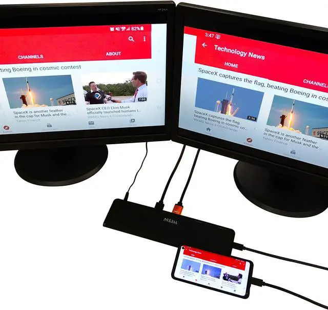 Alt view image 3 of 5 - Accell InstantView USB-C 4K Docking Station - 2 HDMI, 3x USB-A 3.1, Ethernet, Audio Ports Compatible with PC, macOS, Android, Chromebook, (K31G2-001B)