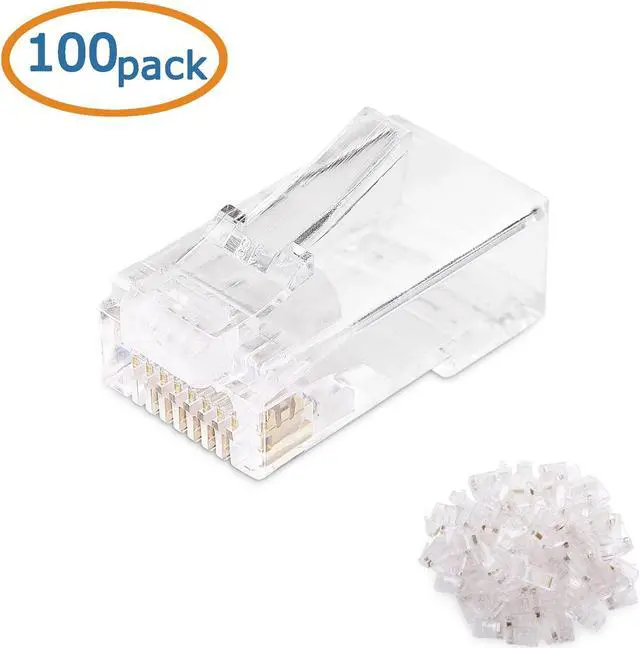Alt view image 4 of 5 - Cable Matters 100-Pack Cat 6 Pass Through RJ45 Connectors for Solid or Stranded UTP Ethernet Cable & Modular RJ45 Crimp Tool for Pass-Through Connectors & 8-Color 200-Pack Strain Relief Boots