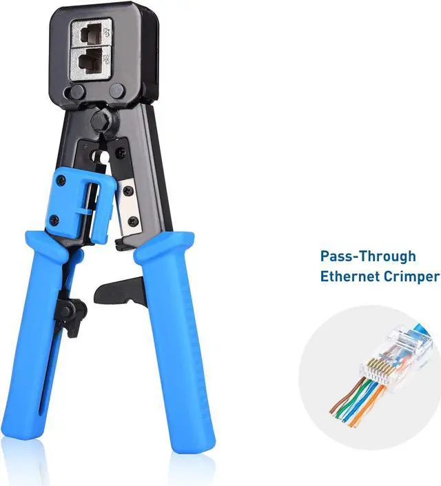 Alt view image 5 of 5 - Cable Matters 100-Pack Cat 6 Pass Through RJ45 Connectors for Solid or Stranded UTP Ethernet Cable & Modular RJ45 Crimp Tool for Pass-Through Connectors & 8-Color 200-Pack Strain Relief Boots