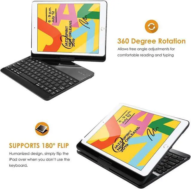 Alt view image 2 of 5 - ProCase iPad 10.2 7th Generation 2019 Keyboard Case with 360 Degree Rotation Protective Smart Cover Case Bundle with iPad 10.2 7th Gen 2019 Privacy Screen Protector