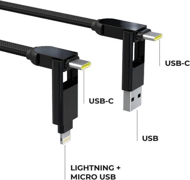 Alt view image 2 of 5 - Rolling Square inCharge X + inCharge XL 6.6ft Bundle - 6-in-1 Multi Charging Universal Cables with 100W Ultra-Fast Charging Power, Portable USB and USB-C Cable