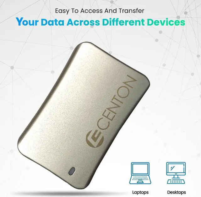 Alt view image 4 of 5 - Centon External SSD (Silver Metallic), USB-C 3.2 Gen 2, 500GB
