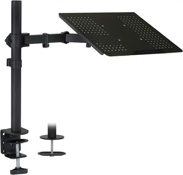 Alt view image 3 of 5 - Mount-It! Laptop Desk Mount, Full Motion Laptop Arm with Vented Tray, Heavy-Duty Adjustable Notebook Extension Arm up to 17 Inch with C-Clamp and Grommet Base