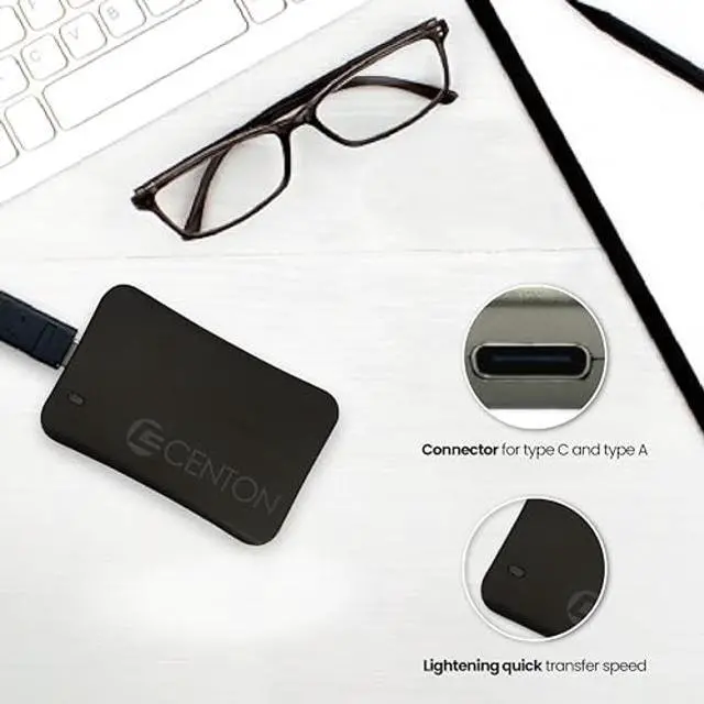 Alt view image 3 of 5 - Centon External SSD (Black), USB-C 3.2 Gen 2, 500GB