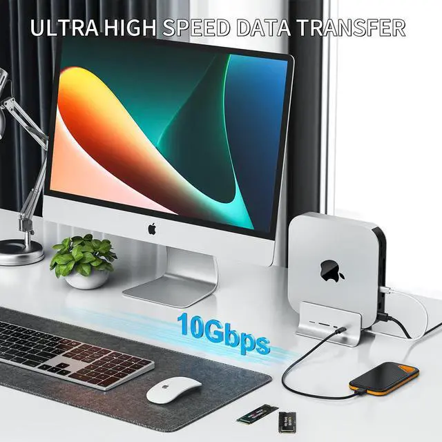 Alt view image 4 of 5 - Minisopuru Mac Mini Dock Support M.2 NVMe/SATA SSD, 5 in 1 USB C Hub for Mac Mini, Mac Mini Hub Stand & Docking Station Mac Mini Accessories with 2 USB C 10Gbps Data, TF& SD, M.2 SSD(Not Included)