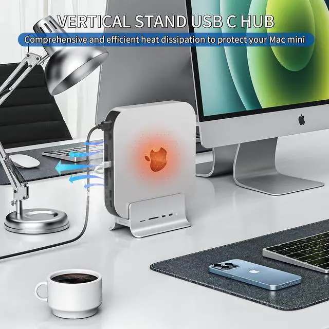 Alt view image 5 of 5 - Minisopuru Mac Mini Dock Support M.2 NVMe/SATA SSD, 5 in 1 USB C Hub for Mac Mini, Mac Mini Hub Stand & Docking Station Mac Mini Accessories with 2 USB C 10Gbps Data, TF& SD, M.2 SSD(Not Included)