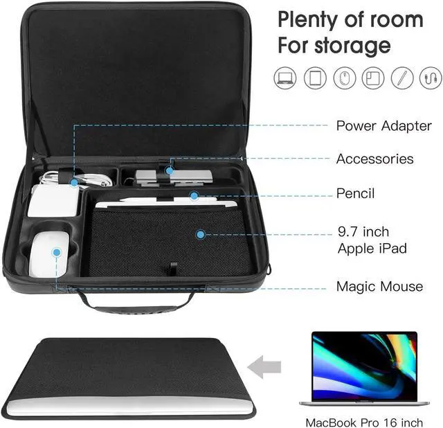 Alt view image 2 of 5 - Smatree MacBook Pro 16 inch Hard Sleeve, 16inch MacBook Pro 2022-2019 Carrying Case, MacBook Pro 16 inch Shoulder Bag, 9.7 inch iPad Pro 2.(Not Fit with 16.2inch MacBook Pro 2023,12.9 inch iPad Pro!)