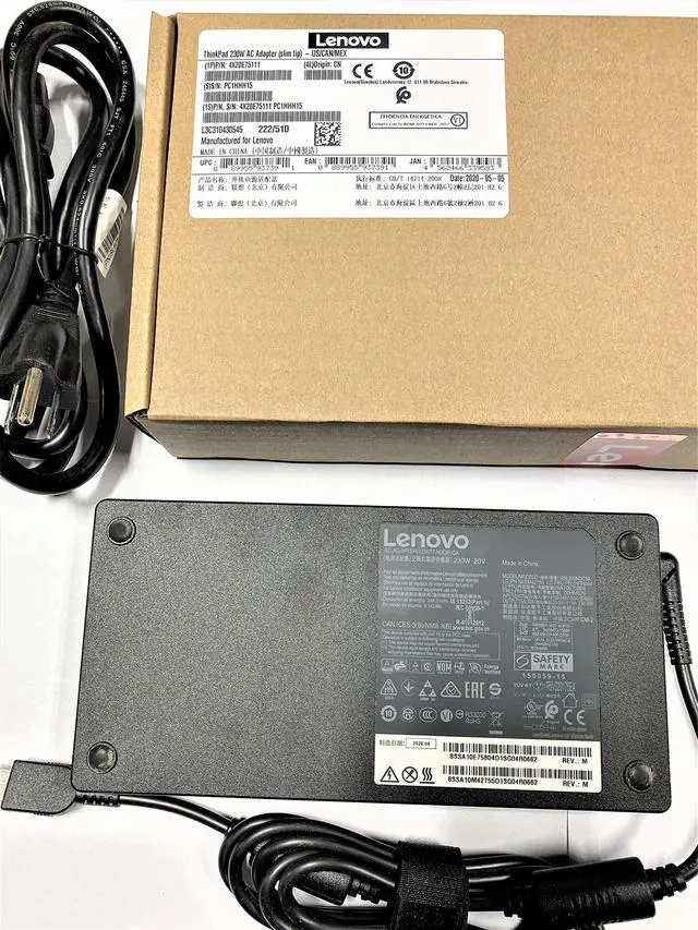 Alt view image 3 of 4 - Lenovo ThinkPad 230W Slim Tip AC Adapter ( 4X20E75111 , Lenovo Original Packaging) for All Slim Tip Connection Models, BLACK