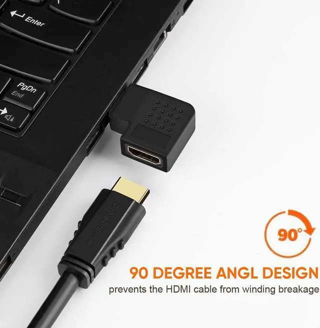 Alt view image 4 of 5 - Bundle - 2 Items: CableCreation Right Angle HDMI Adapter 2Pack +6-in-1 USB C Hub Multiport Adapter