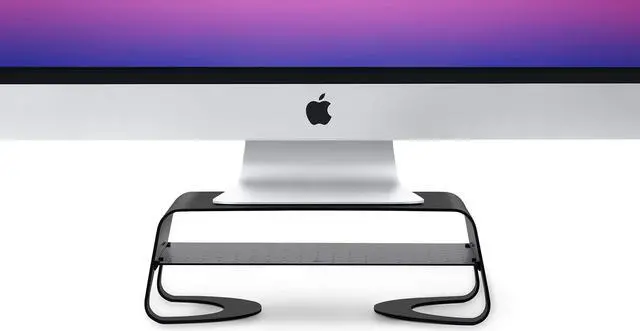 Alt view image 2 of 5 - Twelve South Curve Riser Monitor Stand | Ergonomic Desktop Stand with Storage Shelf for iMac and Displays, Matte Black