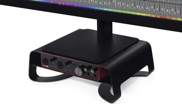 Alt view image 4 of 5 - Twelve South Curve Riser Monitor Stand | Ergonomic Desktop Stand with Storage Shelf for iMac and Displays, Matte Black