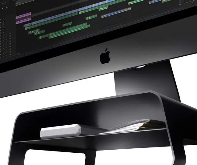 Alt view image 5 of 5 - Twelve South Curve Riser Monitor Stand | Ergonomic Desktop Stand with Storage Shelf for iMac and Displays, Matte Black