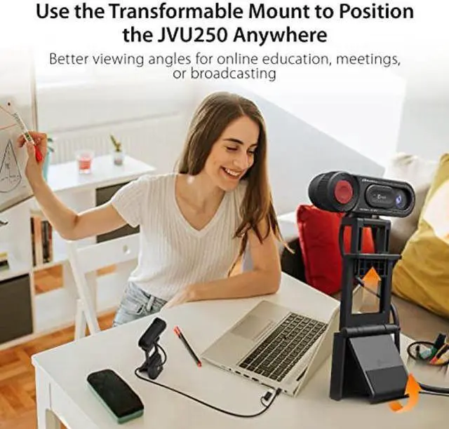 Alt view image 5 of 5 - j5create 1080P Dual Mode Webcam and Document Camera with Auto & Manual Focus, Magnetic Privacy Cover for PC, Laptops | for Live Streaming, Video Calls, Online Meetings, Online Classes (JVU250)