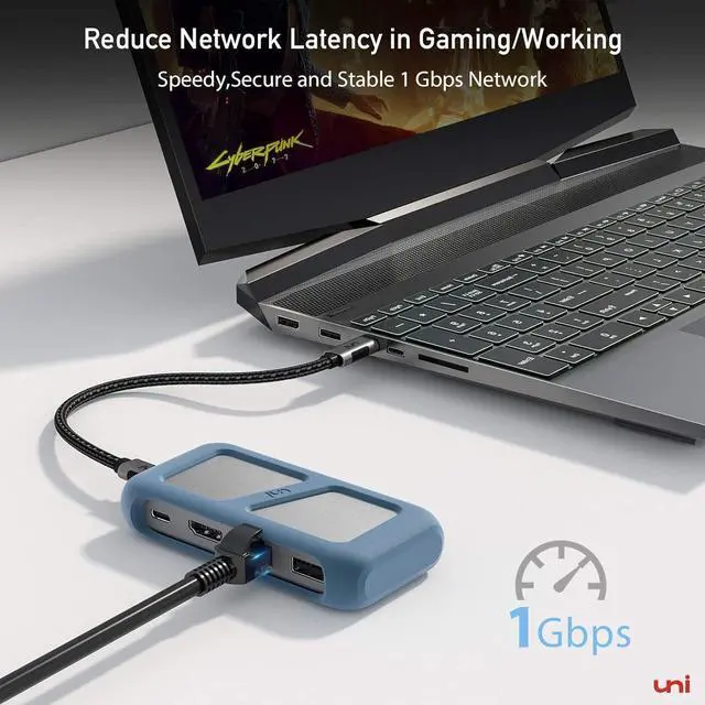 Alt view image 3 of 5 - USB C Hub, uni USB Type C 8 in 1 Hub with Detachable Connector, 4K HDMI, 1Gbps Ethernet, SD/MicroSD Card Reader, Up to 100W, Compatible for MacBook Pro 2023, iPad Pro 2023, Galaxy S24/S23 & More