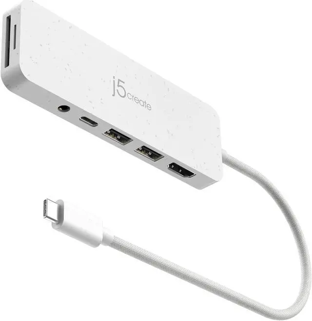 Main image of j5create USB-C Multi-Port Hub with Power Delivery with 4K HDMI/2 USB-A 5Gbps/PD 100W Charging SD&Micro SD/3.5mm Audio | for MacBook Pro&Air/iPad Pro/iMac/Surface/XPS/Thinkpad/Galaxy/and More(JCD373EW)