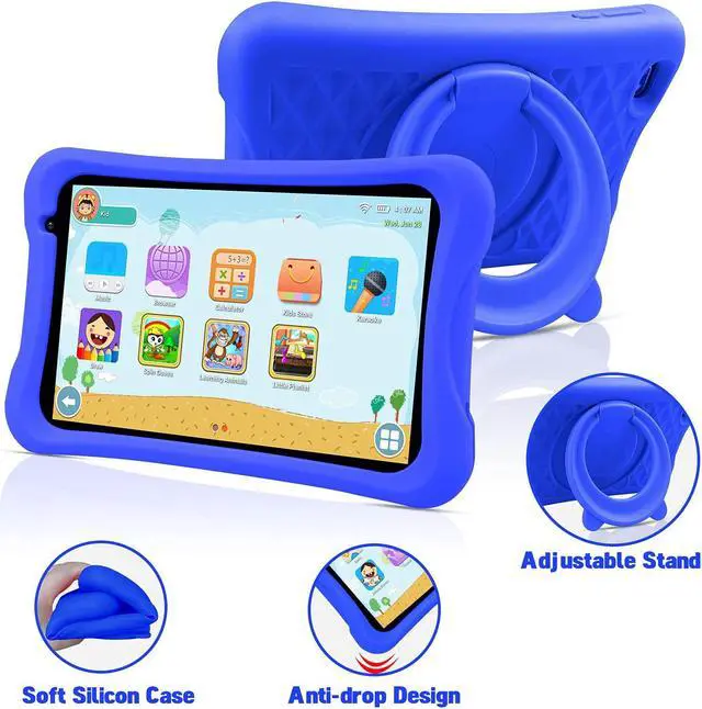 Alt view image 2 of 5 - PRITOM 8 inch Quad Core Android Tablet, 64GB, WiFi, Bluetooth, Dual Camera, Educationl, Games,Parental Control, Kids Software with Kids-Tablet Case(Blue)