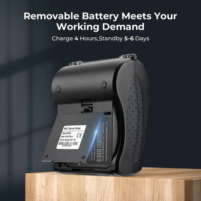 Alt view image 2 of 5 - MUNBYN 58mm Mini Wireless Bluetooth Receipt Printer and 2 1/4 x 50ft Thermal Paper (10 Rolls), BPA Free 58mm Receipt Paper