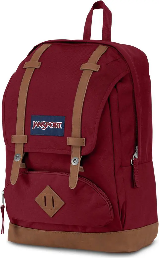 Alt view image 2 of 5 - JanSport Cortlandt Laptop Backpack, Russet Red, 15" Laptop Sleeve-Synthetic Leather Shoulder Computer Bag with Large Compartment, Padded Straps- Rucksack for Men, Women