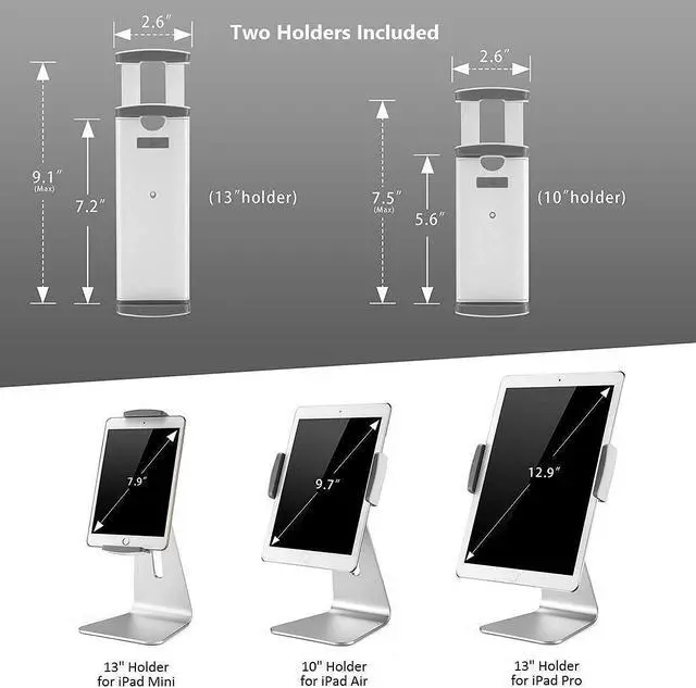 Alt view image 4 of 5 - AboveTEK Elegant Tablet Stand, Aluminum iPad Stand Holder for 7-13 inch iPad, 3 Slots Vertical Laptop Stand for Computer, Tablet, Phone - Fits All Laptop Models up to 17.3" Silver
