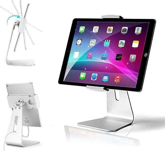 Alt view image 2 of 5 - AboveTEK Elegant Tablet Stand, Aluminum iPad Stand Holder for 7-13 inch iPad, 3 Slots Vertical Laptop Stand for Computer, Tablet, Phone - Fits All Laptop Models up to 17.3" Silver