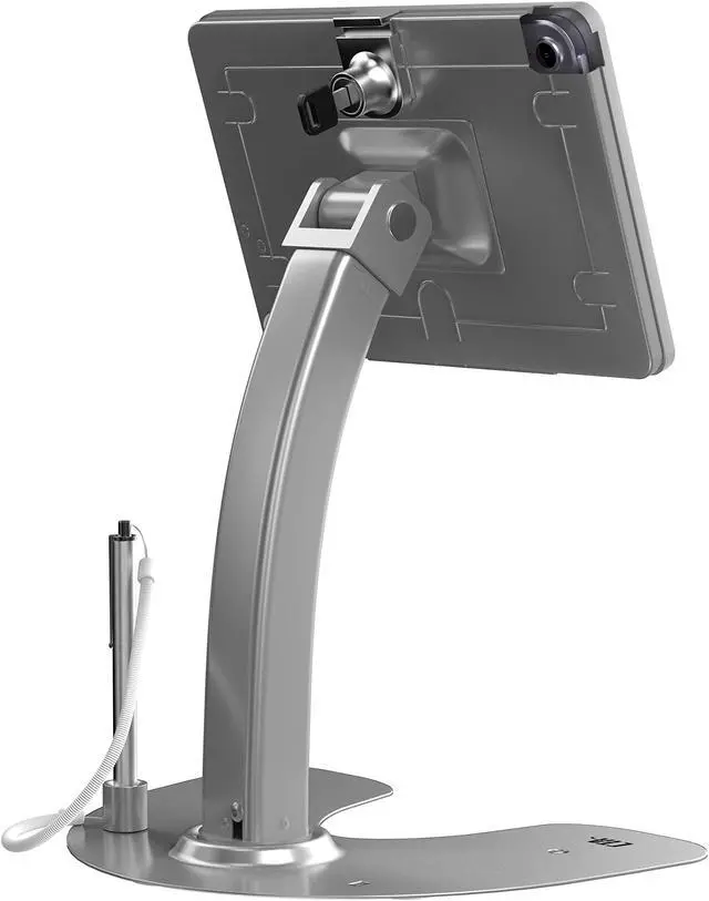 Alt view image 5 of 5 - CTA Digital Dual Kiosk Stand - CTA Aluminum Stand with Locking Case - Cable - Access to Ports and 360-Degree Rotating Base for iPad Mini 6 - Silver (PAD-ASKM6)