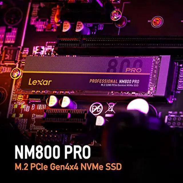 Alt view image 2 of 5 - Lexar 512GB Professional NM800 PRO SSD PCIe Gen4 NVMe M.2 2280 Internal Solid State Drive, Up to 7450/3500 MB/s Read/Write, for PS5, Gamers and Creators, Black (LNM800P512G-RNNNG)