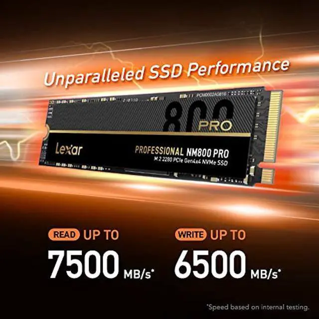 Alt view image 3 of 5 - Lexar 512GB Professional NM800 PRO SSD PCIe Gen4 NVMe M.2 2280 Internal Solid State Drive, Up to 7450/3500 MB/s Read/Write, for PS5, Gamers and Creators, Black (LNM800P512G-RNNNG)