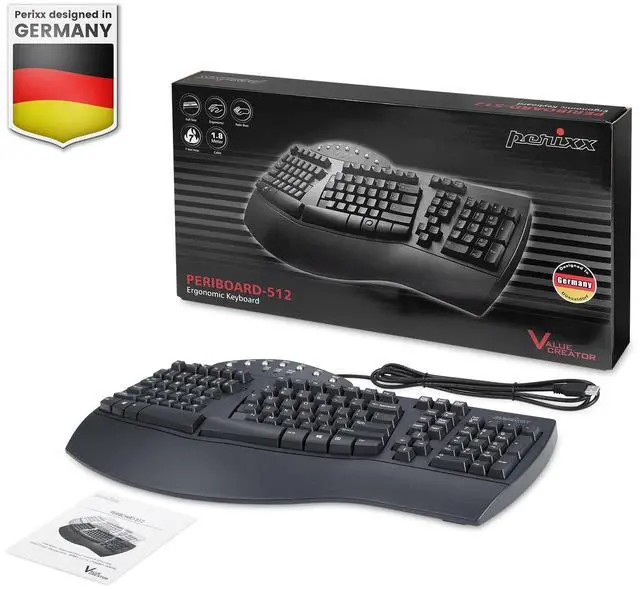 Alt view image 5 of 5 - Wired Ergonomic PERIBOARD-512 Keyboard with Wired Portable Ergonomic Mouse PERIMICE-519