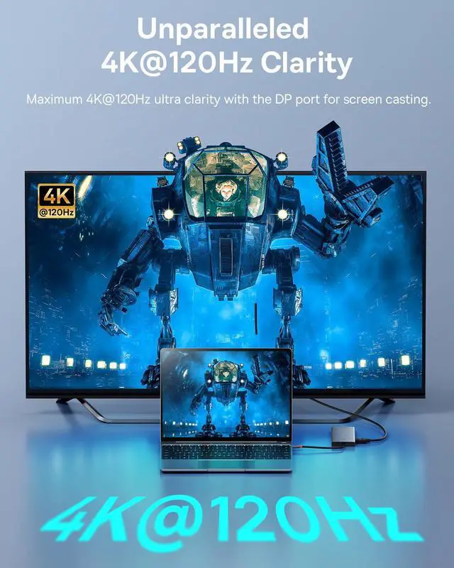 Alt view image 3 of 5 - Laptop Docking Station, Baseus 13-in-1 USB C Docking Station Dual Monitor with 2 HDMI 4K@60Hz, DP 4K@120Hz, VGA, 10Gbps Data Transfer, PD 100W and Ethernet for Dell/HP/Lenovo/Surface Laptop