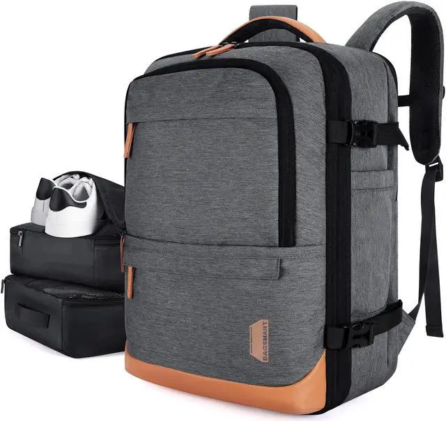 Main image of BAGSMART Compression Travel Backpack, 40L Expandable Airline Approved Carry On Backpack with Packing Cubes, Water Resistant Weekender Backpack Fits 17 Inch laptop, Luggage Daypack with Shoe Bag, Grey