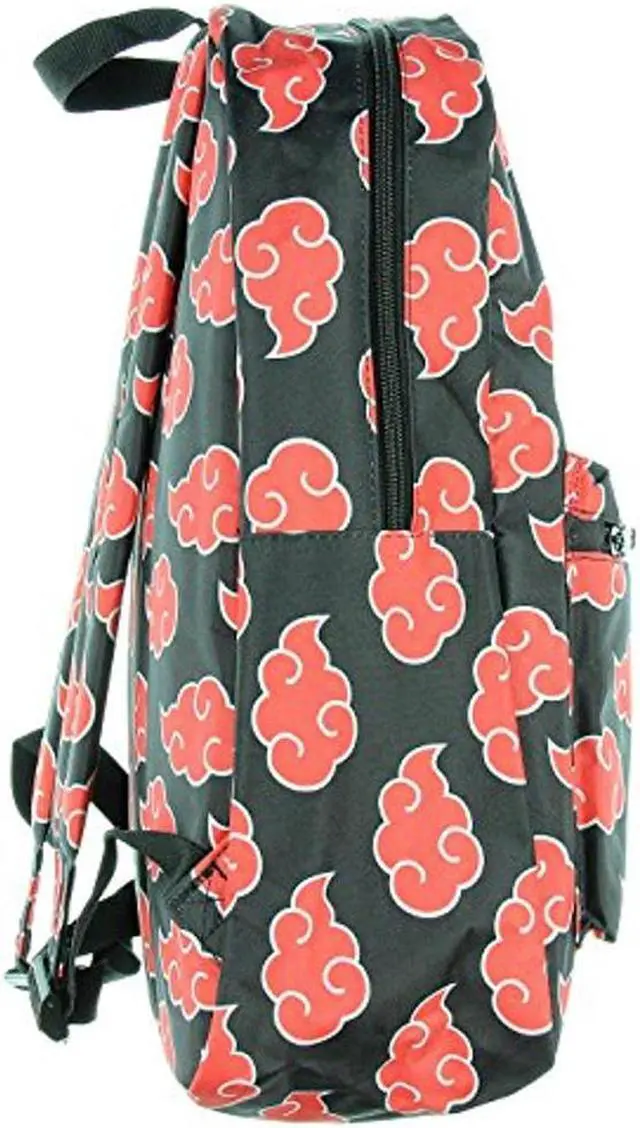 Alt view image 2 of 5 - Bioworld Naruto Backpack Shippuden Akatsuki Red Clouds All Over Print Travel Laptop Backpack