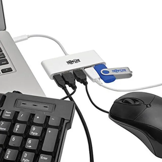 Alt view image 2 of 5 - Tripp Lite 4-Port USB 3.1 Gen 1 USB-C to USB-A Portable Hub with x4 USB-A & USB-C Charging Port 5 Gbps (U460-004-4A-C)