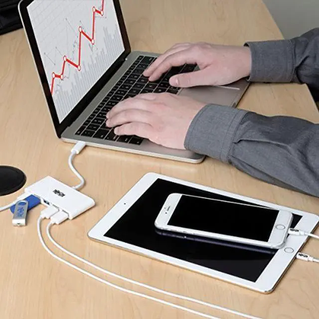 Alt view image 5 of 5 - Tripp Lite 4-Port USB 3.1 Gen 1 USB-C to USB-A Portable Hub with x4 USB-A & USB-C Charging Port 5 Gbps (U460-004-4A-C)