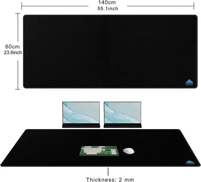 Alt view image 2 of 5 - Cacoy 55" x 24" Extended Gaming Mouse Pad, Large Desktop Blotter Pad, Office Computer Desk Pad, Stitched Edges Large Keyboard Mouse mat for Desk (Black)