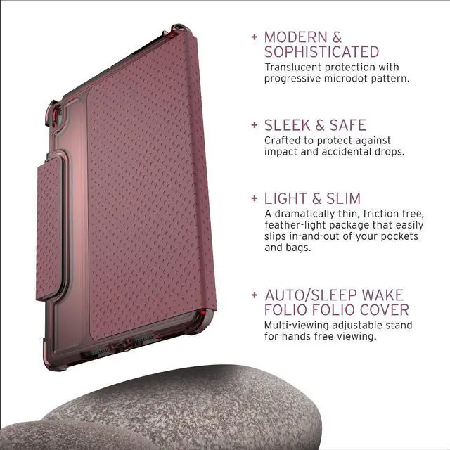 Alt view image 2 of 5 - [U] by UAG Designed for iPad 10.2 Case Aubergine/Dusty Rose 9th Generation 2021, 8th Gen 2020, Lucent Lightweight Ultra-Slim Smart Folio Protective Cover with Auto/Sleep Wake & Pencil Holder