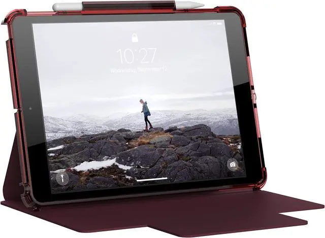 Alt view image 4 of 5 - [U] by UAG Designed for iPad 10.2 Case Aubergine/Dusty Rose 9th Generation 2021, 8th Gen 2020, Lucent Lightweight Ultra-Slim Smart Folio Protective Cover with Auto/Sleep Wake & Pencil Holder