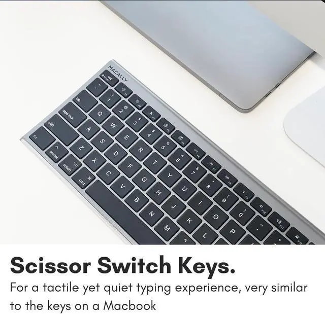 Alt view image 5 of 5 - Macally Ultra-Slim USB Wired Computer Keyboard - Works Great as Both a Windows or Wired Mac Keyboard - Compatible Full Size Apple Keyboard with Numeric Keypad for Mac Mini, iMac, Macbook - Space Gray