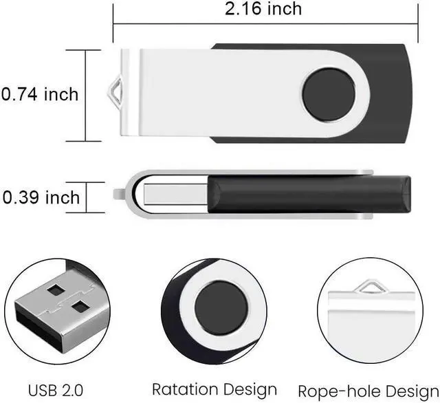 Alt view image 4 of 5 - USB 64GB Flash Drive 10 Pack, ABLAZE USB 2.0 Thumb Drives Bulk with Lanyards Swivel Memory Stick Bulk U Disk 64GB Pendrive Jump Drive Zip Drive USB Pack (64GB 10 Pack, Mixcolor)