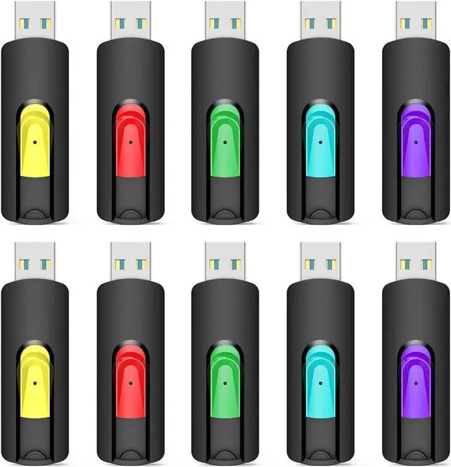 Main image of Aiibe 10 Pack 64GB Flash Drive USB Drive 64GB USB Flash Drives Thumb Drives USB 2.0 Memory Stick Bulk (64 GB, 10 Pack, 5 Mixed Colors)