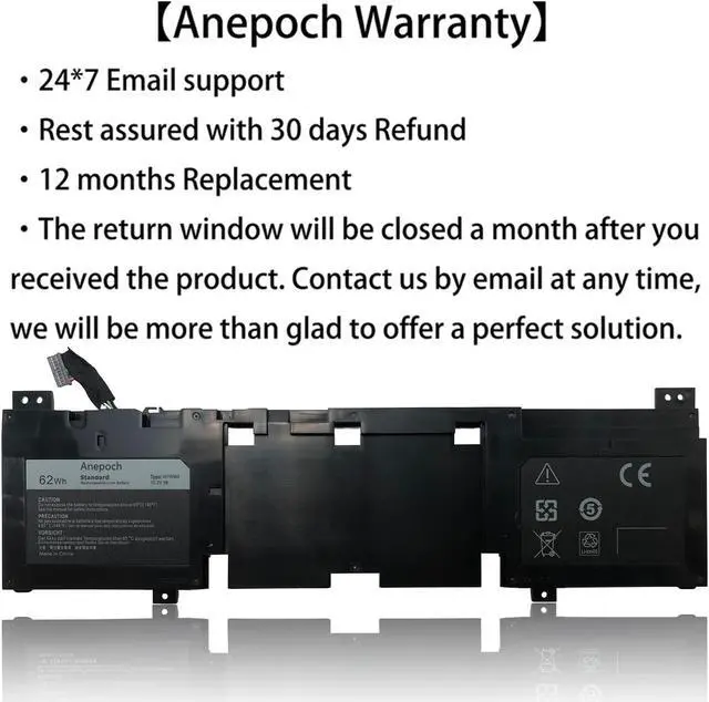 Alt view image 2 of 5 - Anepoch N1WM4 Laptop Battery Replacement for Dell Alienware 13 R2 13.3" 2VMGK 62Wh 15.2V