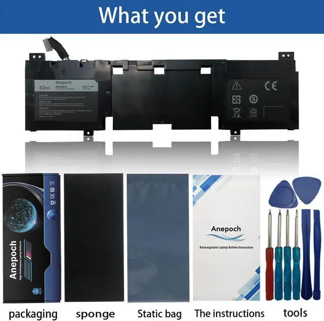 Alt view image 3 of 5 - Anepoch N1WM4 Laptop Battery Replacement for Dell Alienware 13 R2 13.3" 2VMGK 62Wh 15.2V
