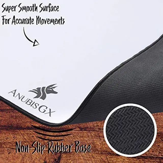 Alt view image 5 of 5 - ANUBISGX (68 Color/Size Options Gaming Mouse Pad (XL: 36x18), White Pad with Pink Stitching. Best Premium Waterproof Non RGB Computer Gaming XL Desk Pad Mat, Large Non-Slip Gamer Mousepad