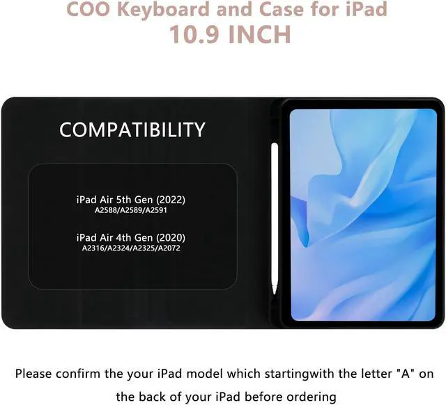 Alt view image 2 of 5 - COO Keyboard Case for iPad Air 5th Generation (2022)/ iPad Air 4th Generation (2020)/ iPad Pro 11 (2018), 7 Color Backlit Detachable Wireless Keyboard, Built-in Pencil Holder