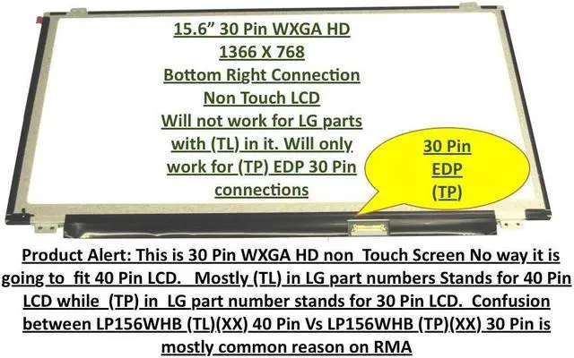 Alt view image 2 of 5 - Generic 15.6" HD Screen Compatible with Lenovo G50-80 (5D10G74897 NT156WHM-N12) Laptop Replacement LED LCD