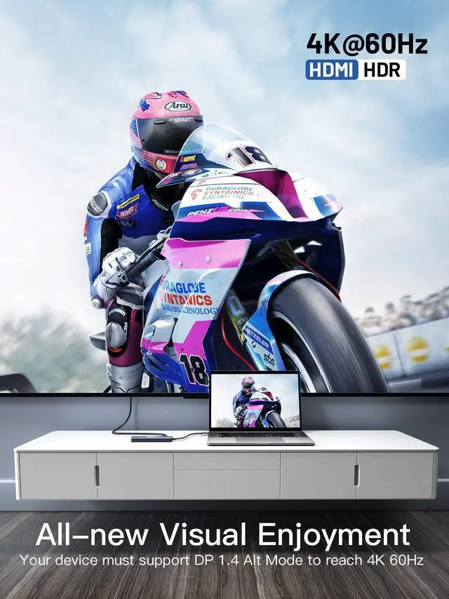 Alt view image 3 of 5 - USB C Hub Multiport Adapter - Dockteck 6 in 1 USB C Dock with 100W PD, 4K 60Hz HDMI, USB 3.0, SD/TF Card Reader, USBC Hub for MacBook Pro Air Microsoft Surface Pro