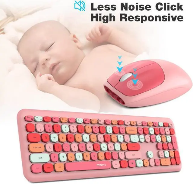 Alt view image 3 of 5 - MOFII Wireless Keyboard and Mouse Combo Silent, Slim Compact 2.4G USB Full Size , Cute 110 Keys Keyboard for PC, Notebook, MacBook, Tablet, Laptop, Windows System